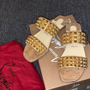 Price drop Christian louboutin gold flats